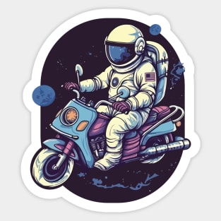 Astronaut Riding A Motorbike In Space Sticker